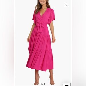 Petal & Pup Fuchsia Pink Tiered Midi Dress